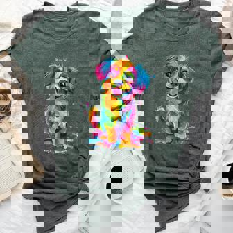 Cute Puppy Colorful Rainbow Vibrant Graphic Bella Canvas T-shirt - Thegiftio