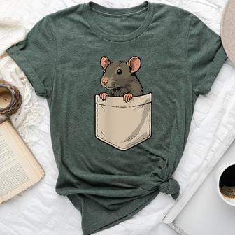 Cute Rat Siting In Pocket Rats Lover For Rat Mama Mouse Bella Canvas T-shirt - Thegiftio UK