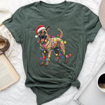Dog Christmas Santa Hat Belgian Malinois Dog Lover Xmas For Women Bella Canvas T-shirt - Thegiftio UK