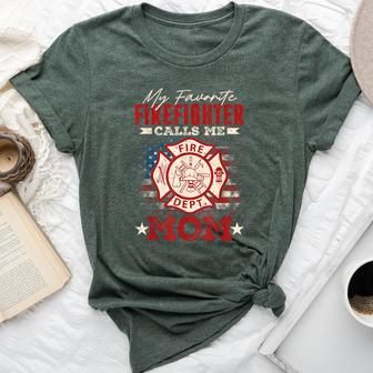 My Favorite Firefighter Calls Me Mom Usa Flag Bella Canvas T-shirt - Thegiftio UK