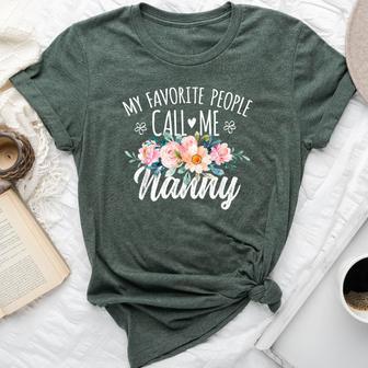 My Favorite People Call Me Nanny Floral Birthday Nanny Bella Canvas T-shirt - Thegiftio UK