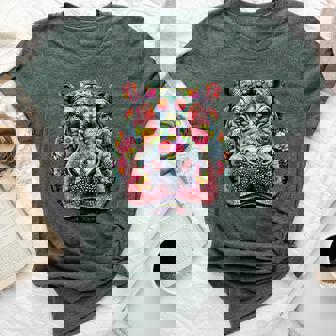 Floral Aesthetic Hippopotamus Lover Hippo Bella Canvas T-shirt | Mazezy