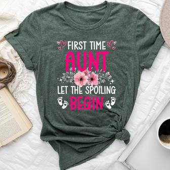 Floral First Time Aunt Let The Spoiling Begin 1St New Baby Bella Canvas T-shirt - Thegiftio UK