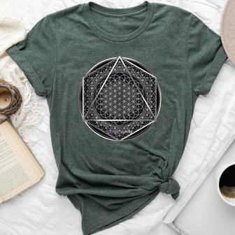 Flower Of Life Sacred Geometry Circular Hexagon Geometric Bella Canvas T-shirt - Thegiftio UK