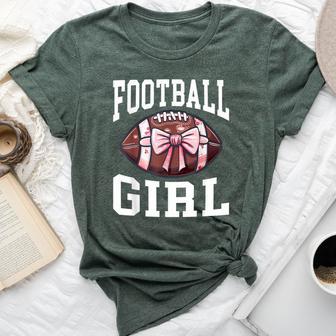 Football Girl Football Bow Bella Canvas T-shirt - Thegiftio UK
