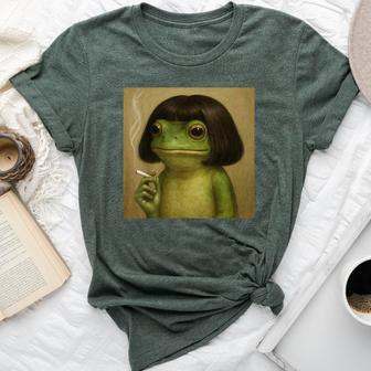 Frog Bob Haircut Smoking Meme For Women Bella Canvas T-shirt - Thegiftio UK