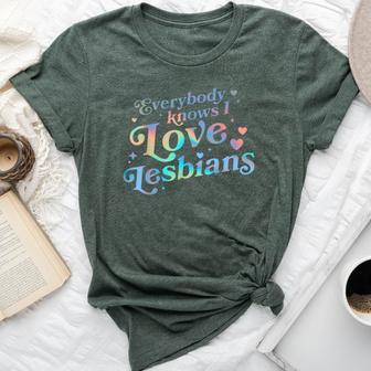 Gay Pride Lgbtq Ally Lgbt Everybody Knows I Love Lesbians Heart Lgbt Pride -Adults Black Small Short Sleeve Bella Canvas T-shirt - Thegiftio UK