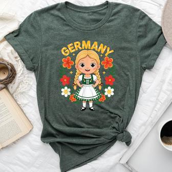 Germany German Girl Traditional Dress Flowers Heritage Bella Canvas T-shirt - Thegiftio UK