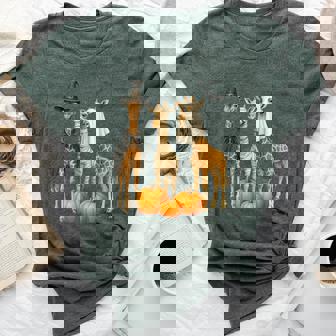 Giraffe Boo Mummy Witch Halloween Costume Giraffe Pumpkin Bella Canvas T-shirt | Mazezy