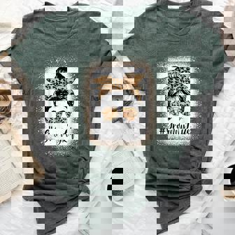 Granny Life Bleached Leopard Messy Bun Mother's Day Bella Canvas T-shirt | Mazezy