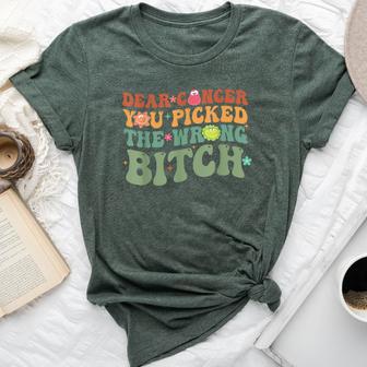Groovy Dear Cancer You Picked The Wrong Bitch Cancer Warrior Bella Canvas T-shirt - Thegiftio UK