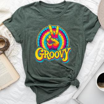 Groovy Peace Sign Hippie Retro Tie Dye Bella Canvas T-shirt - Thegiftio UK