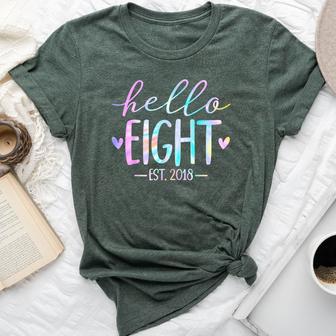 Hello Eight Est 2018 8Th Birthday 8 Year Old Girl Boy Bella Canvas T-shirt - Thegiftio UK