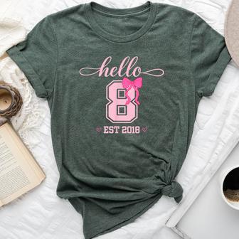 Hello Eight Est 2018 Coquette Bow 8Th Birthday Girl Bella Canvas T-shirt - Thegiftio UK