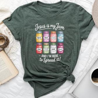Jesus Is My Jam I'm Here To Spread It Christian Bella Canvas T-shirt - Thegiftio UK