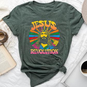 Jesus Revolution Christian Faith Retro Groovy Hippie Flower Bella Canvas T-shirt - Thegiftio UK