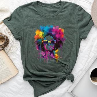 Junenth Black Woman Queen Afro African Melanin Dripping Bella Canvas T-shirt - Thegiftio UK