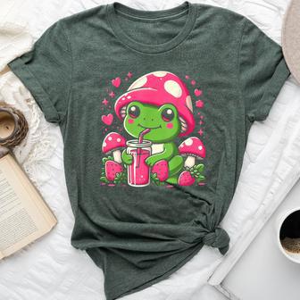 Kawaii Frog & Mushroom Strawberry Lover Bella Canvas T-shirt - Thegiftio UK
