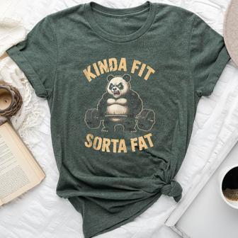 Kinda Fit Sorta Fat Gym Panda Weightlifting Workout Bella Canvas T-shirt - Thegiftio UK