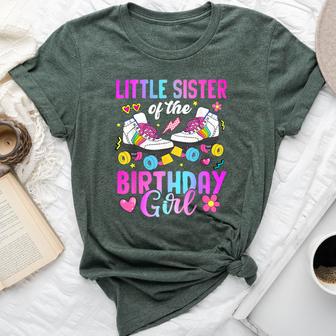 Little Sister Of The Birthday Girl Rolling Skate Bday Family Bella Canvas T-shirt - Thegiftio UK