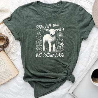 Lost Sheep He Left The 99 To Find Me Bible Verse Jesus Women Bella Canvas T-shirt - Thegiftio UK