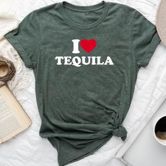 I Love Heart Tequila Lover Drinker Drinking Alcohol Bella Canvas T-shirt - Thegiftio UK