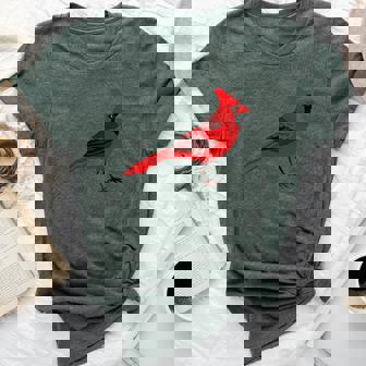 Lovely Northern Cardinal Bird Red Cardinal In Pocket Bella Canvas T-shirt | Mazezy