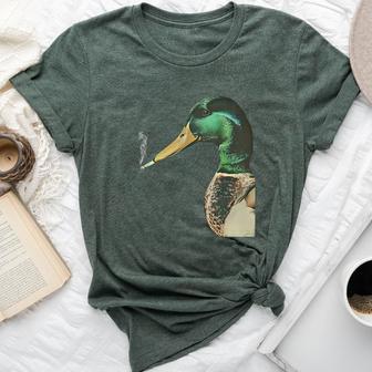 Mallard Smoking Cigarette Meme Mallard Duck Hunting Bella Canvas T-shirt | Mazezy