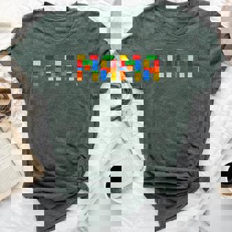 Mama Building Blocks Mom Of The Birthday Boy Bricks Bella Canvas T-shirt | Mazezy