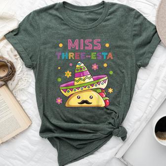 Miss Three-Esta Mexican Fiesta Taco 3Rd Birthday Outfit Bella Canvas T-shirt - Thegiftio UK