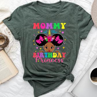 Mommy Of The Birthday Girl Princess Afro Melanin Unicorn Bella Canvas T-shirt - Thegiftio UK