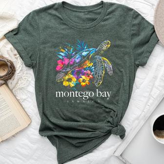 Montego Bay Jamaica Sea Turtle Flowers Surfer Souvenir Bella Canvas T-shirt - Thegiftio UK