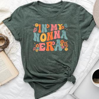 Mother's Day Store Ideas Retro Groovy In My Nonna Era Baby Announcement Small Black Bella Canvas T-shirt - Thegiftio UK