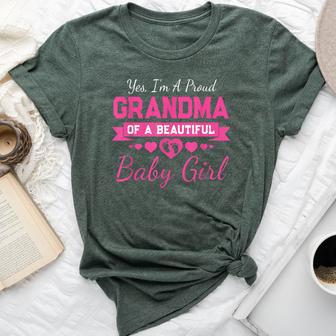 New Baby Announcement 1St Time Proud Girl Grandma Bella Canvas T-shirt | Mazezy