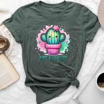 Not A Hugger Vintage Cactus Cute Girl Sarcastic Bella Canvas T-shirt - Thegiftio UK