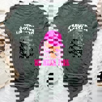 In October We Wear Pink Black Woman Breast Cancer Awareness Bella Canvas T-shirt | Mazezy