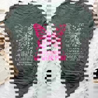 In October We Wear Pink Breast Cancer Awareness Butterfly Bella Canvas T-shirt | Mazezy