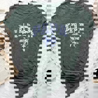 Papa Coquette Toile Blue Bow Floral Family Matching Bella Canvas T-shirt | Mazezy