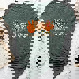 Peace Love Turkey Pilgrim Thanksgiving For Girls Bella Canvas T-shirt | Mazezy