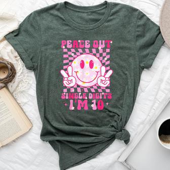 Peace Single Digits I'm 10 Smile Face For Birthday Girls Bella Canvas T-shirt - Thegiftio UK