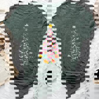 Pink Flamingo Santa Merry Christmas Tree Lights Girls Bella Canvas T-shirt | Mazezy