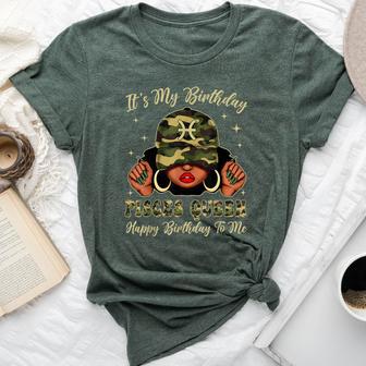 Pisces Queen Black Woman With Cap Camo It's My Birthday Bella Canvas T-shirt - Thegiftio UK
