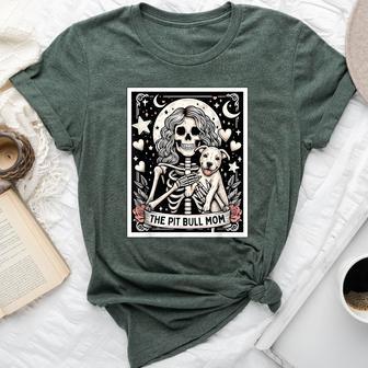 Pitbull Mom Tarot Card Cute Skeleton Pittie Mom Girls Bella Canvas T-shirt - Thegiftio UK