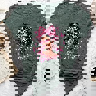 Pray Fight Believe Pink Black Woman Breast Cancer Awareness Bella Canvas T-shirt | Mazezy