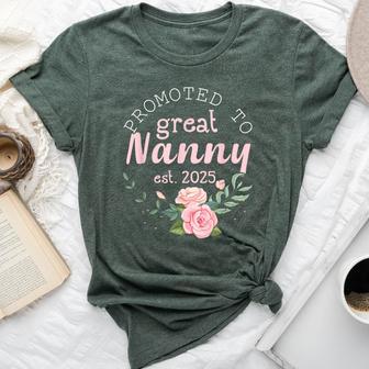 Promoted To Great Nanny 2025 First Time New Grandma Bella Canvas T-shirt - Thegiftio UK