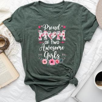Proud Mom Of Two Awesome Girls 2 Daughters Mother's Day Bella Canvas T-shirt - Thegiftio