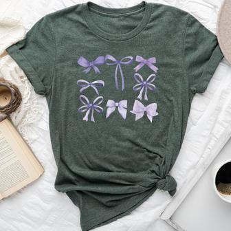 Purple Bow And Ribbon Cute Graphic For Women Bella Canvas T-shirt - Thegiftio UK