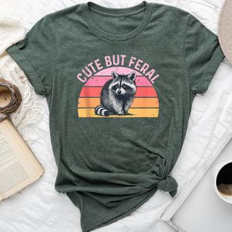 Raccoon Cute But Feral Retro Vintage For Girls Women Bella Canvas T-shirt - Thegiftio UK