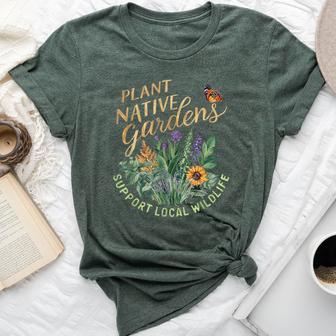 Retro Plant Native Gardens Support Local Wildlife Gardening Bella Canvas T-shirt - Thegiftio UK