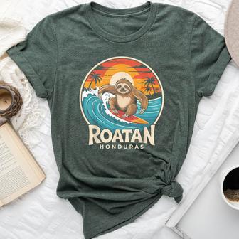 Roatan Sloth Roatan Honduras Sloth Surfing Roatan Bella Canvas T-shirt - Thegiftio